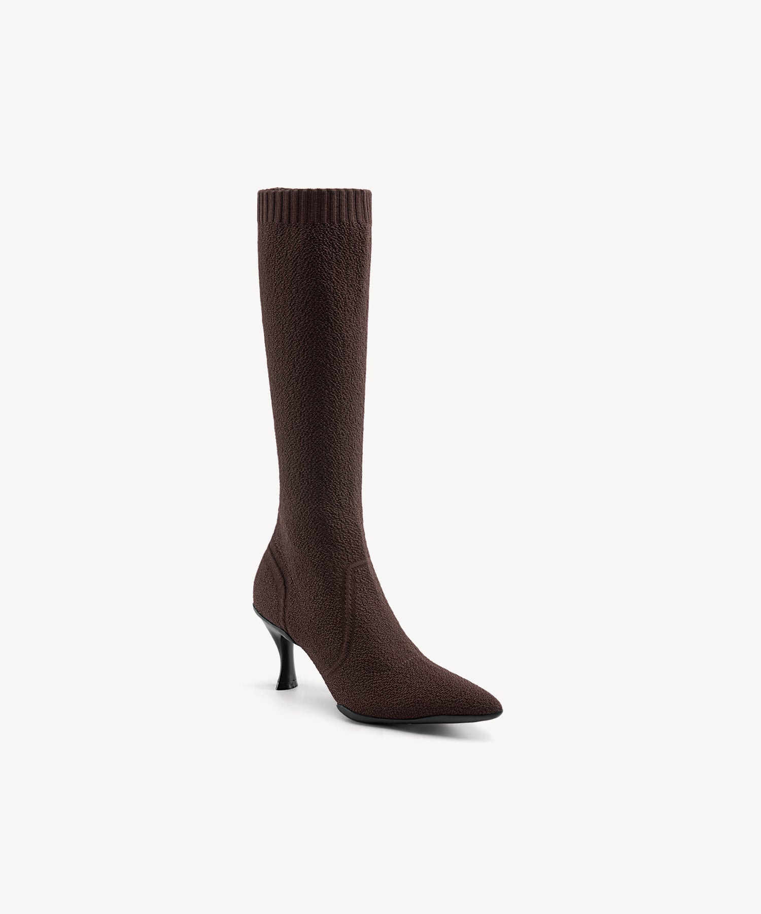 Minimalist  Pointed Toe Heeled Long Boots Coffee