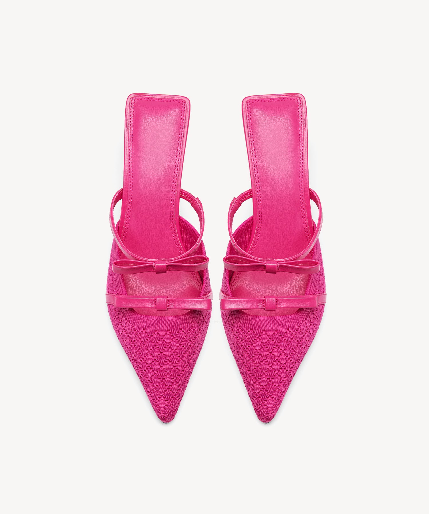 Bowknot Pointed Toe Heeled Mules Cosy Island #color_hot pink