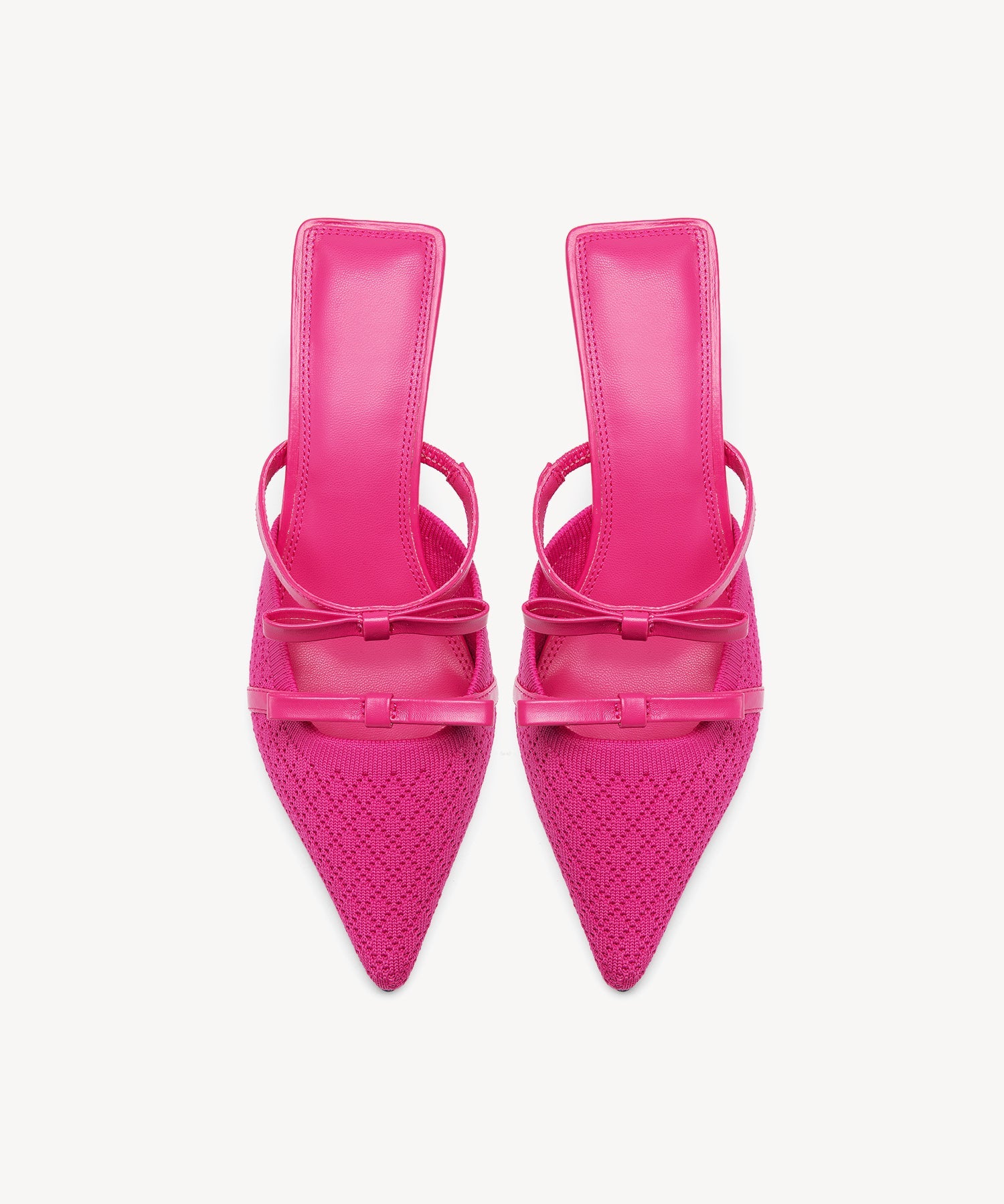 Bowknot Pointed Toe Heeled Mules Cosy Island #color_hot pink