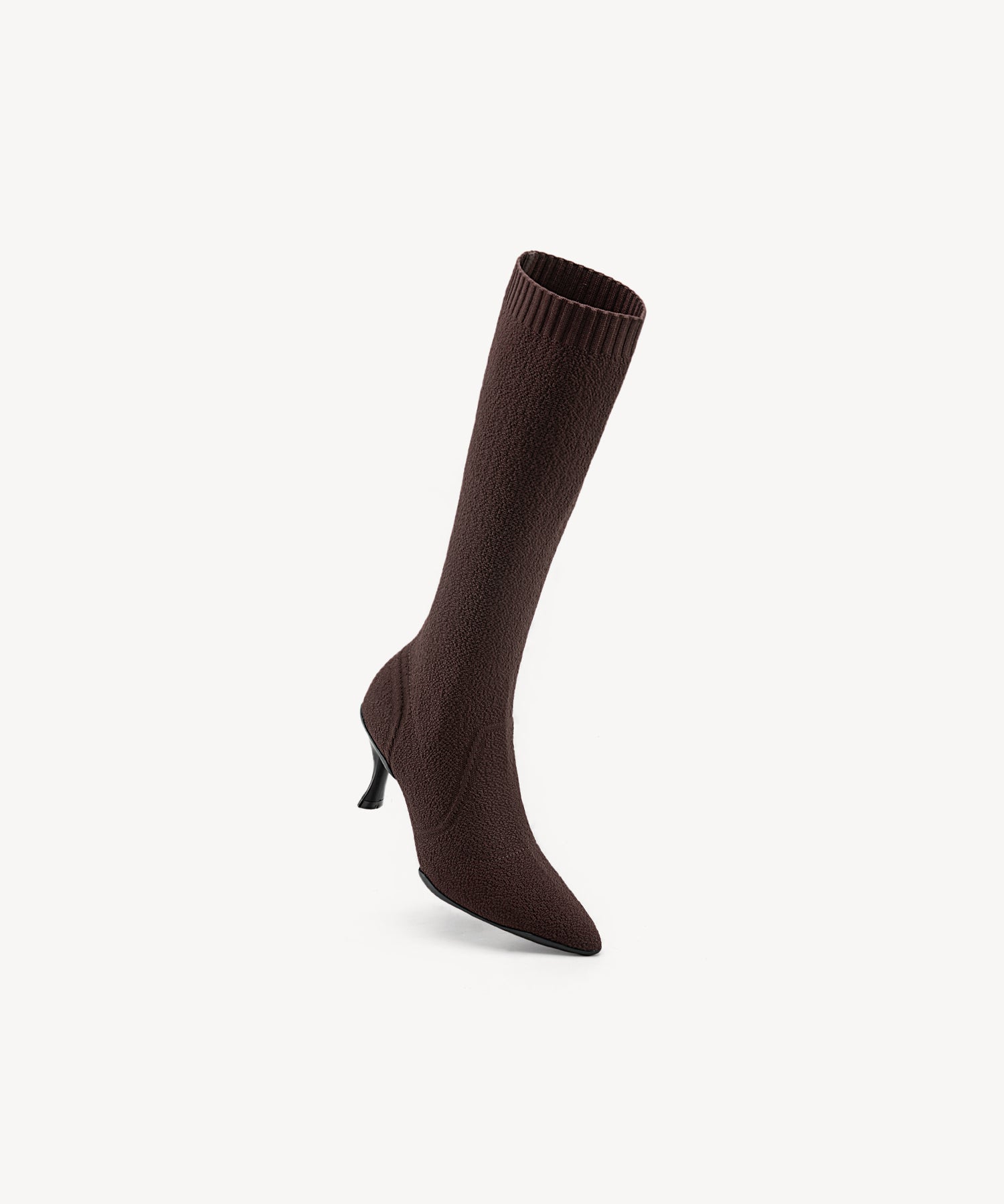 Minimalist  Pointed Toe Heeled Long Boots Coffee