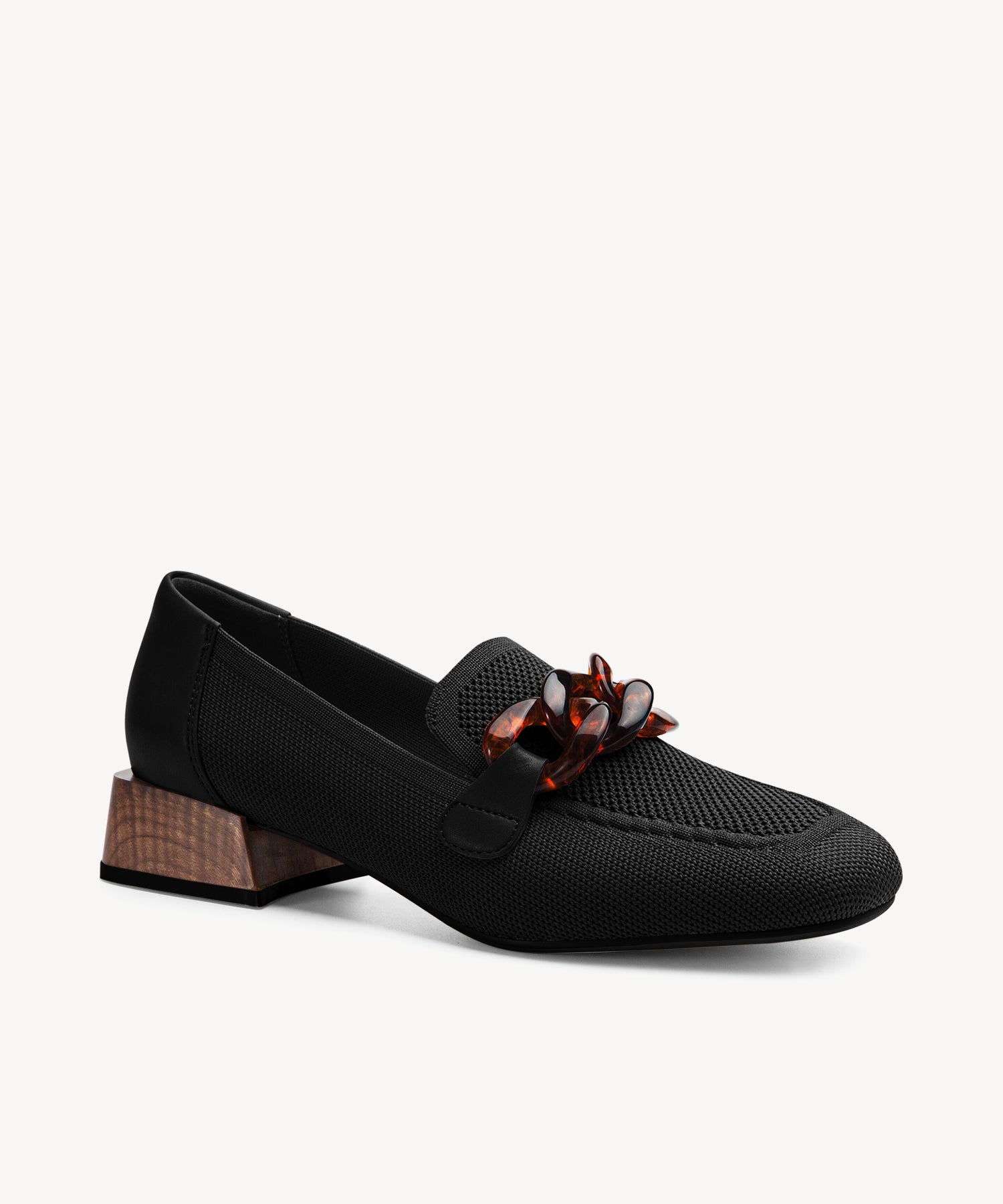 MOUSSE FIT Commute Amber Chain Flat Loafers Cosy Island #color_black