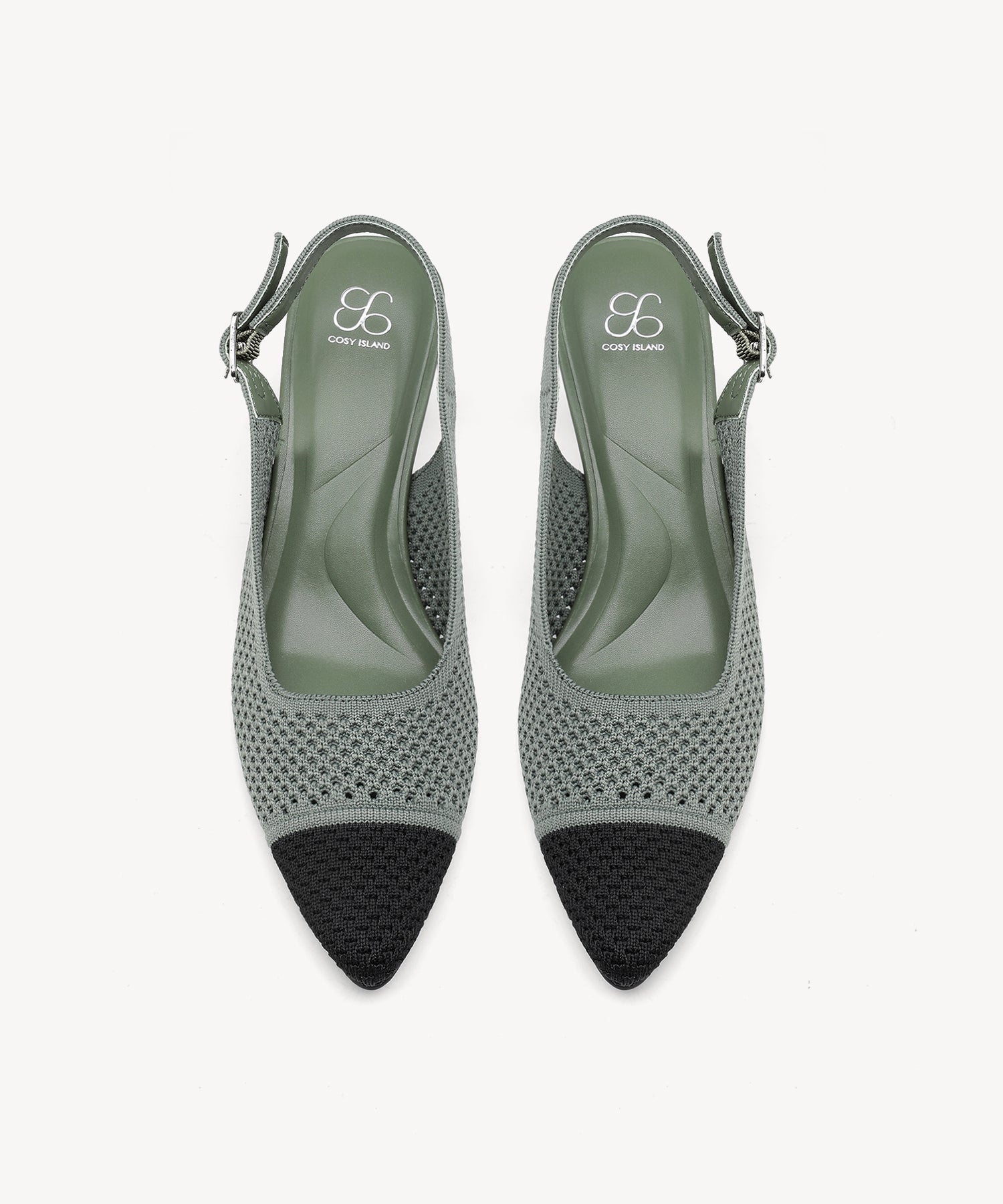 Commute Pointed Toe Slingback Pumps COSY ISLAND #color_Dark Green