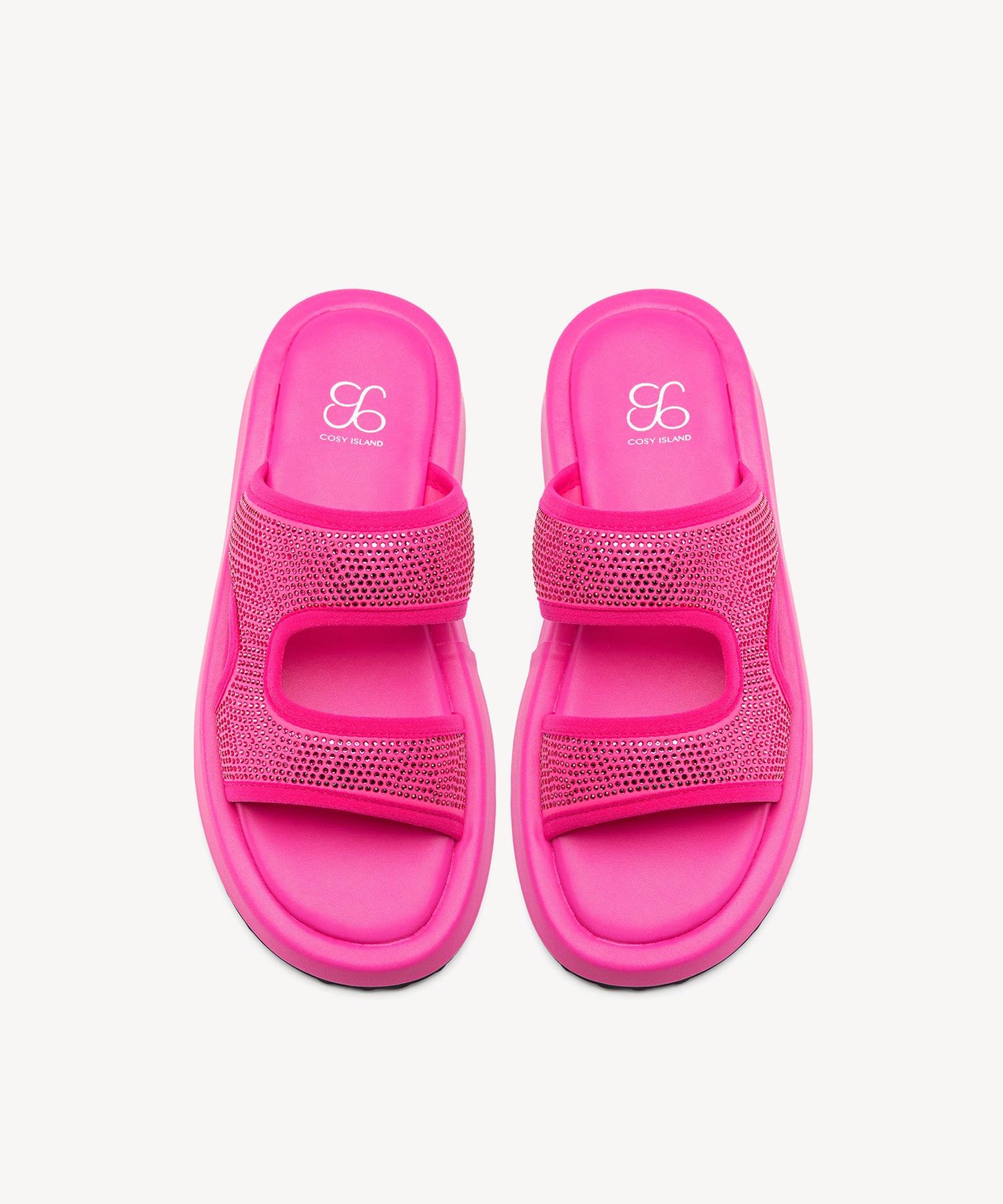 SunKiss Rhinestones Platform Sandals COSY ISLAND #color_hot pink