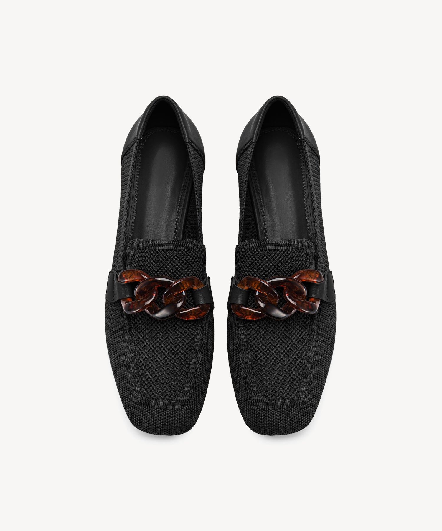 MOUSSE FIT Commute Amber Chain Flat Loafers Cosy Island #color_black