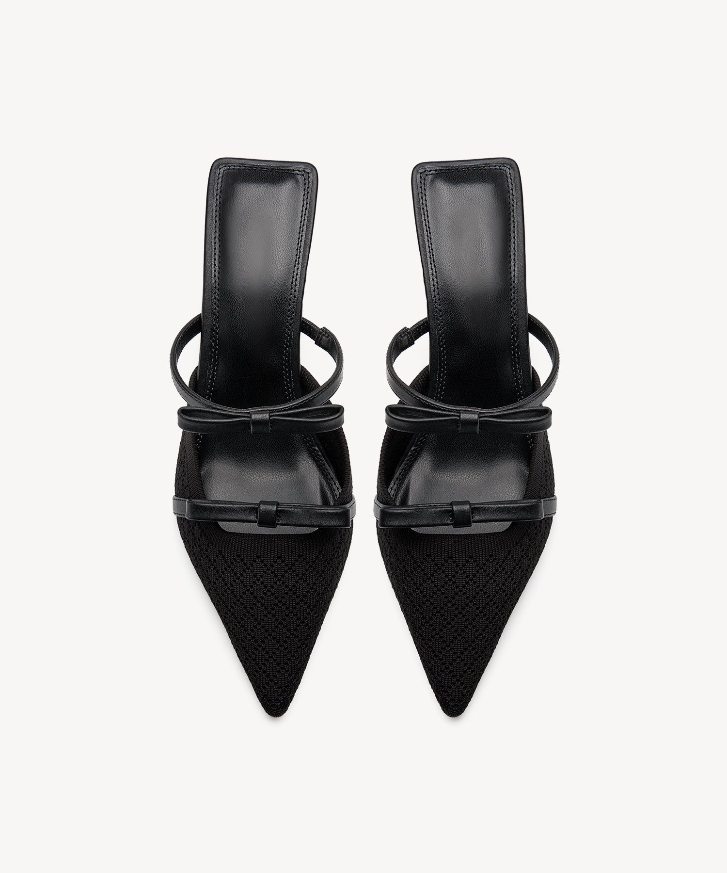 Bowknot Pointed Toe Heeled Mules Cosy Island #color_black