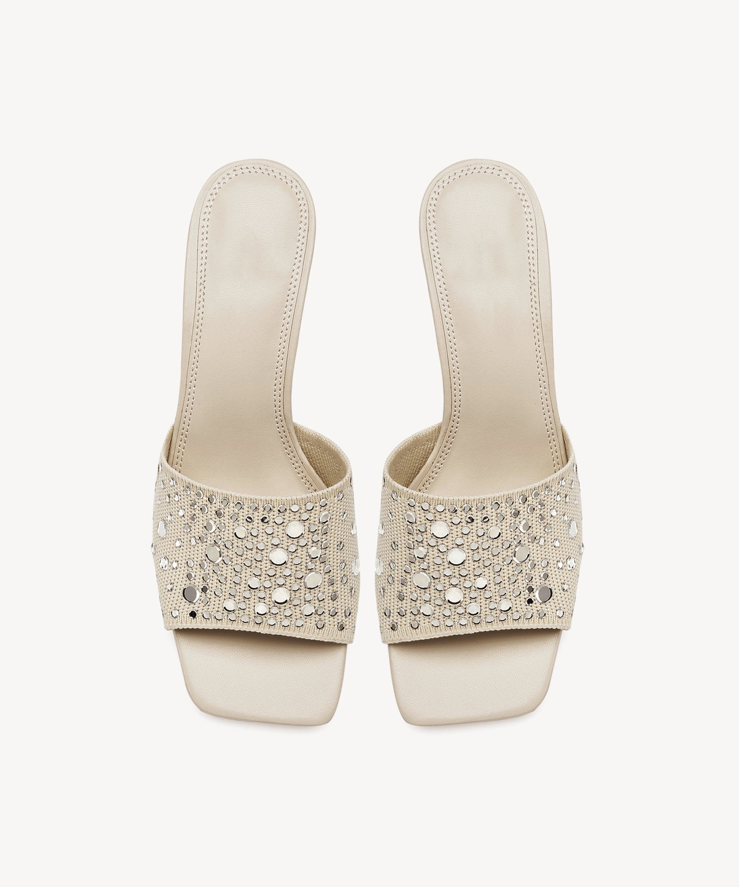 Rhinestone Stiletto Heeled Sandals COSY ISLAND #color_ivory