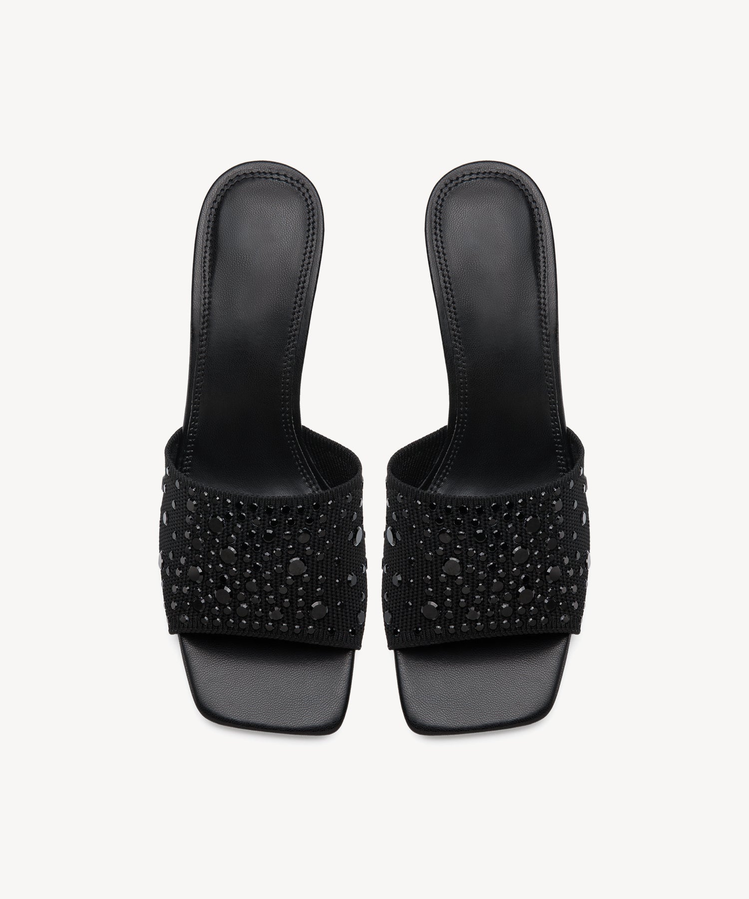 Rhinestone Stiletto Heeled Sandals COSY ISLAND #color_black