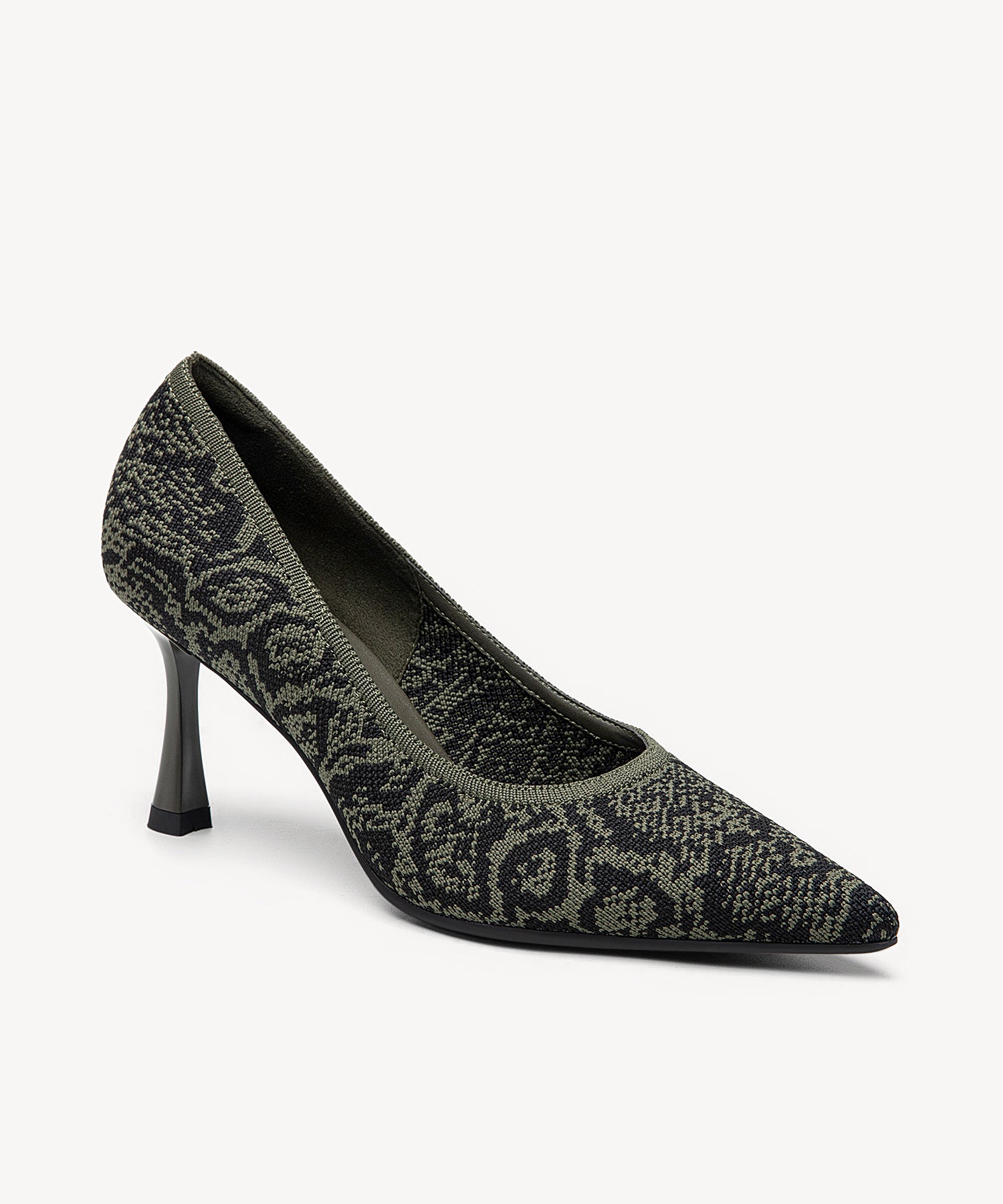 Minimalist Mesh Stiletto Heeled Pumps  Green Snake Print