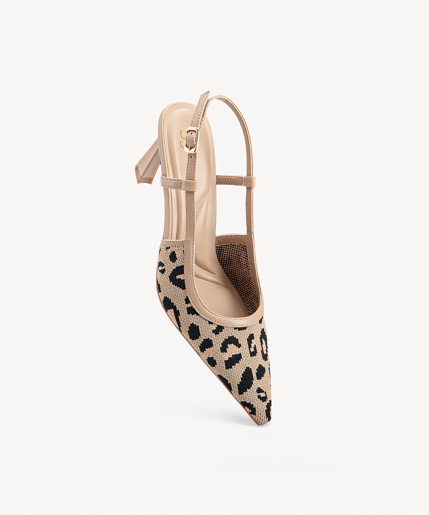 Minimalist Weave Pointed Toe Heeled Slingback#color_leopard