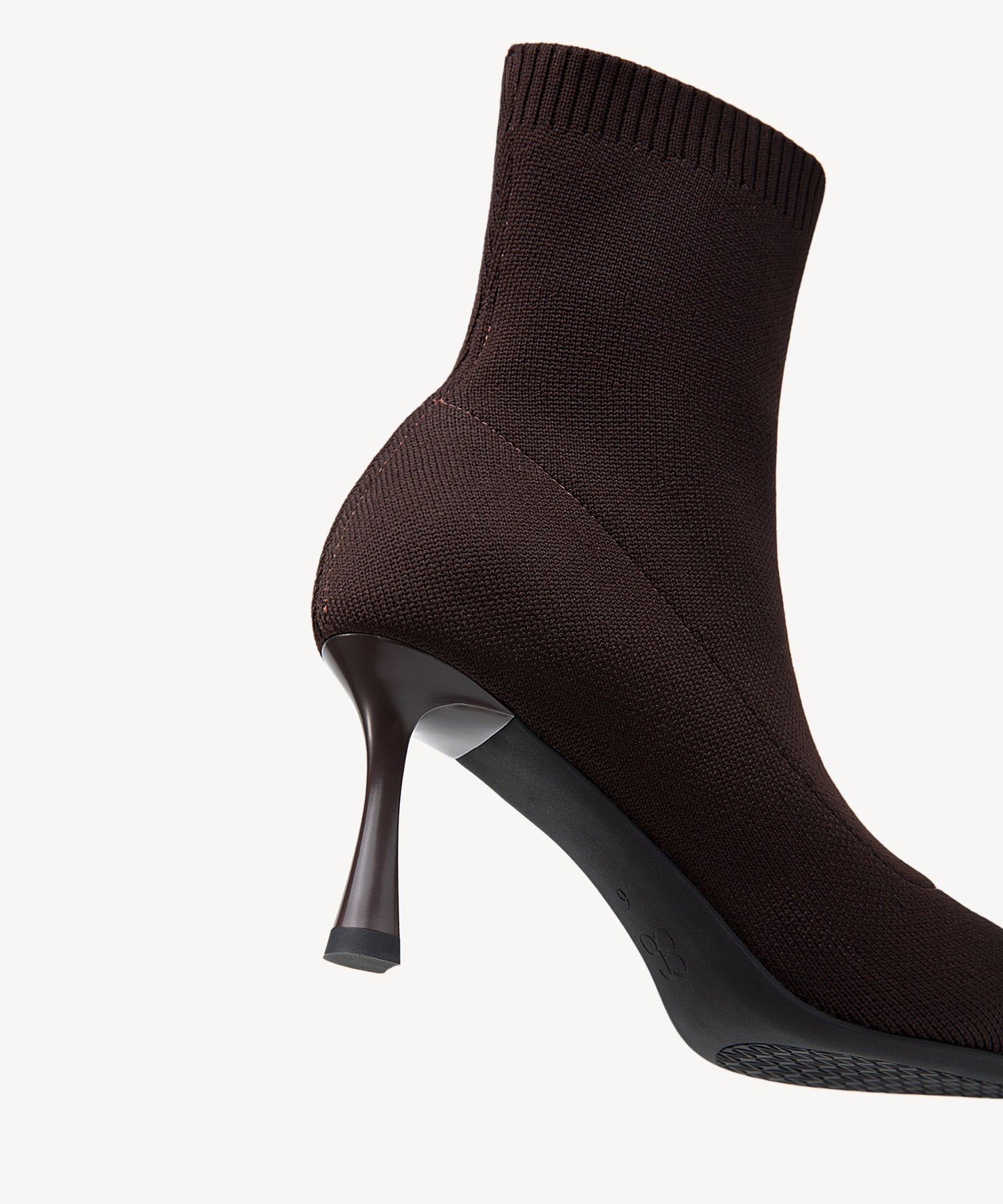 Minimalist Pointed Toe Sock Ankle Boots Coffee