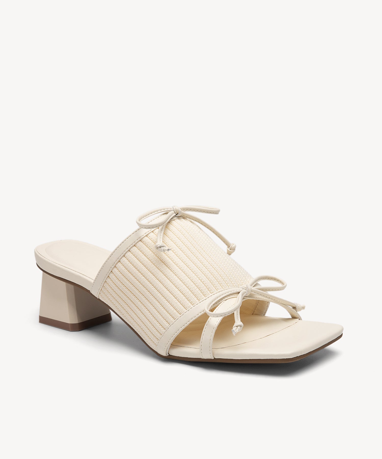 Bow Open Toe Heeled Sandals COSY ISLAND #color_cream