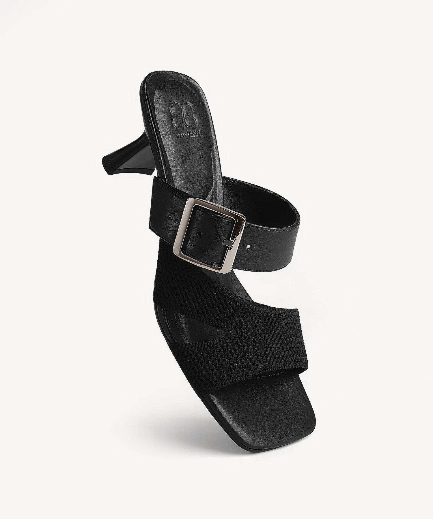 Buckle Cut Out Heeled Sandals COSY ISLAND #color_black