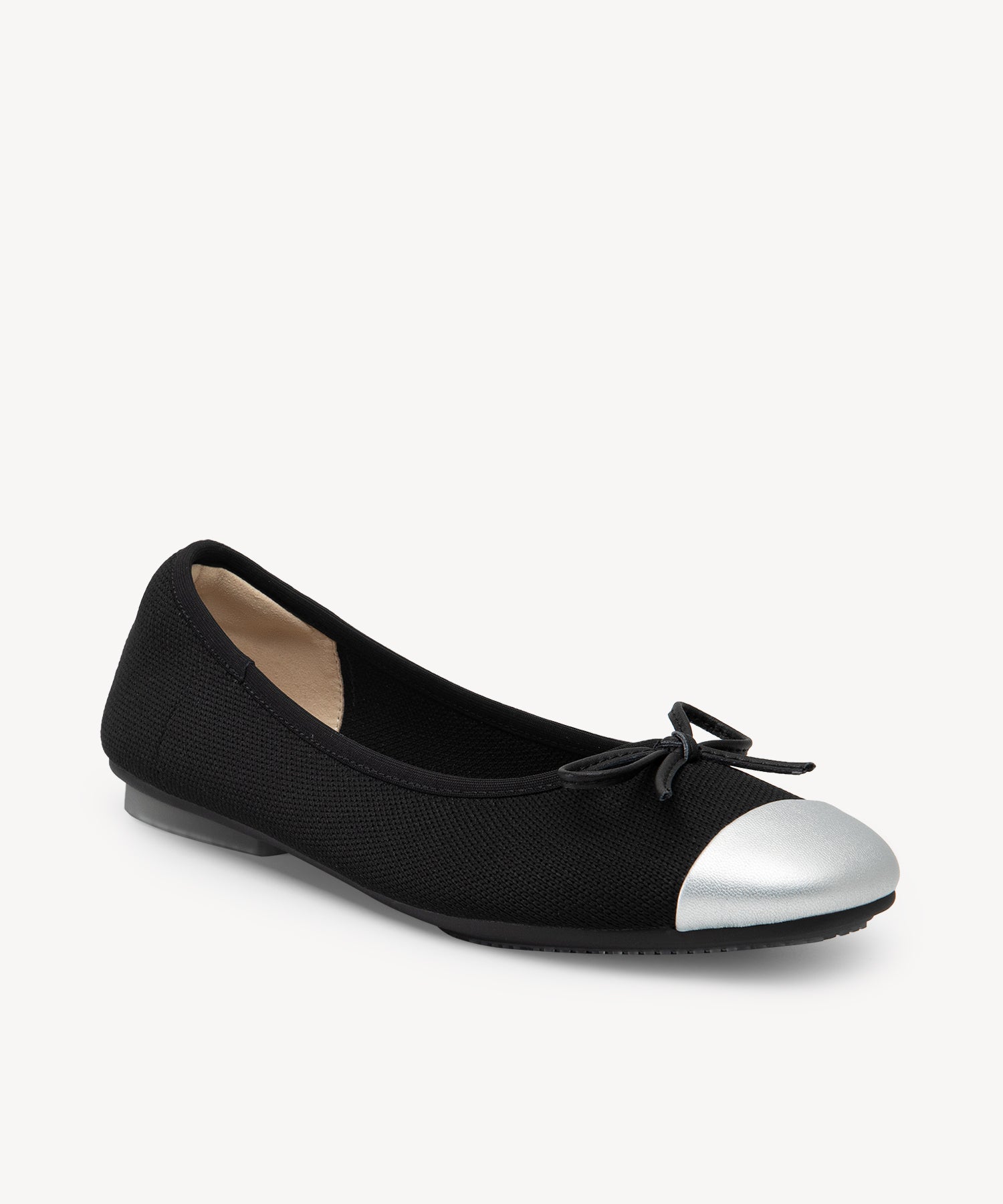 Bowknot Round Toe Flat Ballerinas COSY ISLAND #color_black