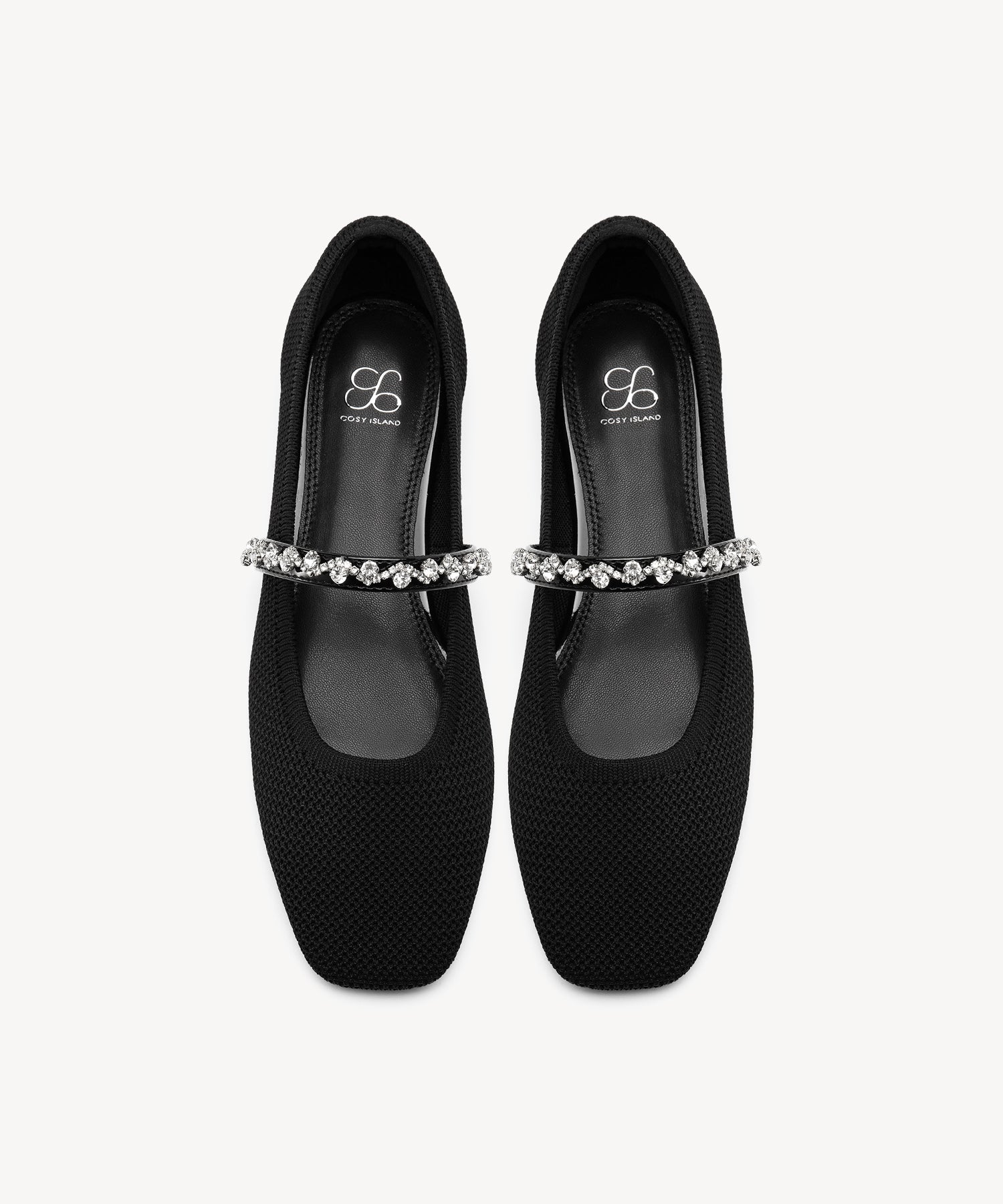 Sweet Square Toe Crystal Mary Janes COSY ISLAND #color_black