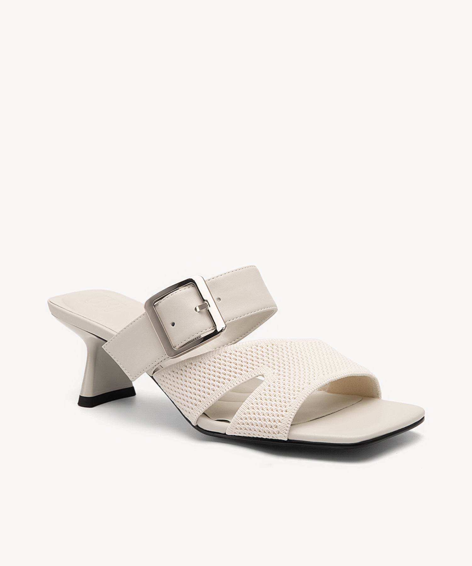 Buckle Cut Out Heeled Sandals COSY ISLAND #color_cream