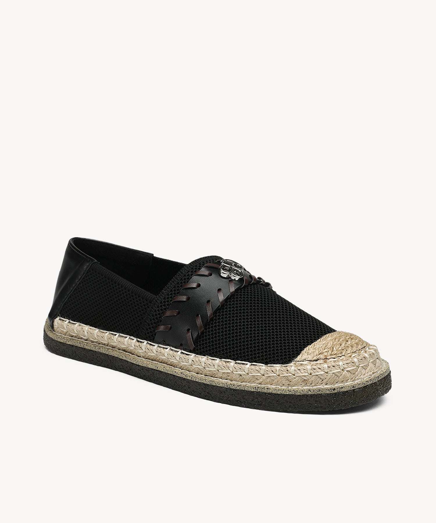 Casual Round Toe Flat Espadrilles COSY ISLAND #color_Black