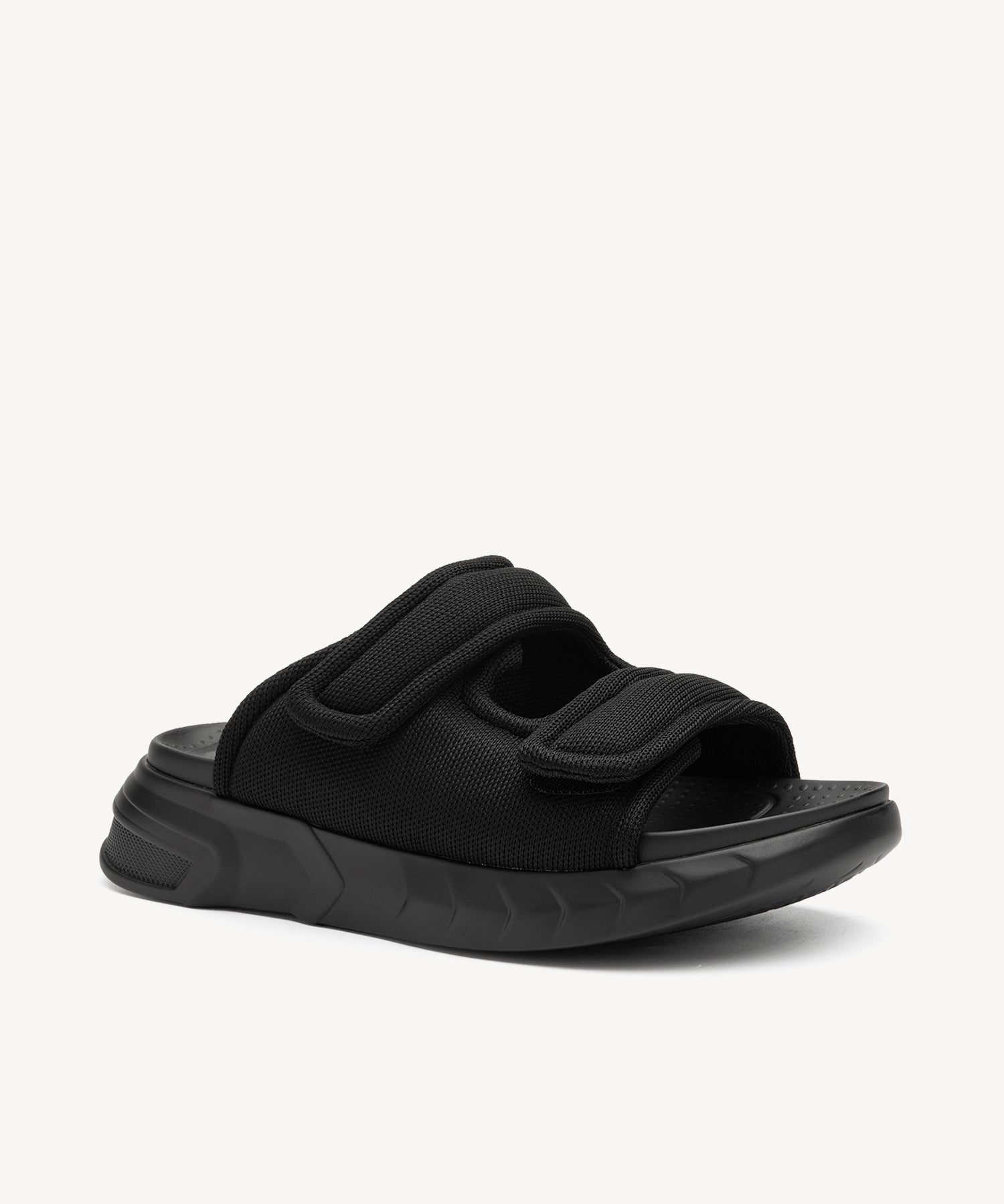 SunKiss Solid Color Velcro Platform Sandals COSY ISLAND #color_black