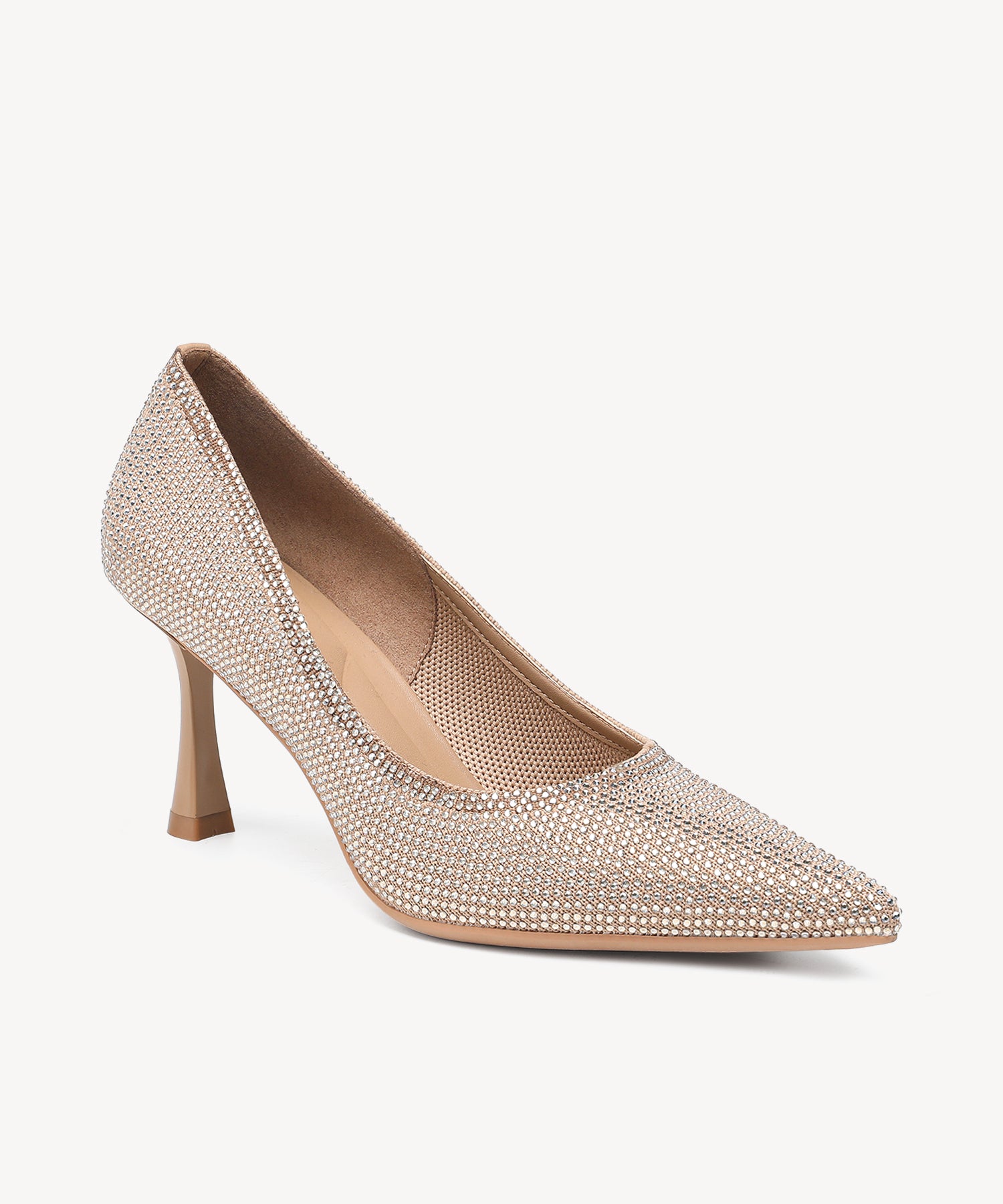 Diamond Pointed Toe Heeled Pumps Gold