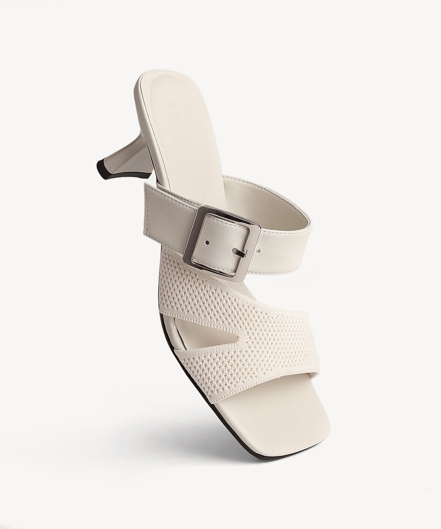 Buckle Cut Out Heeled Sandals COSY ISLAND #color_cream