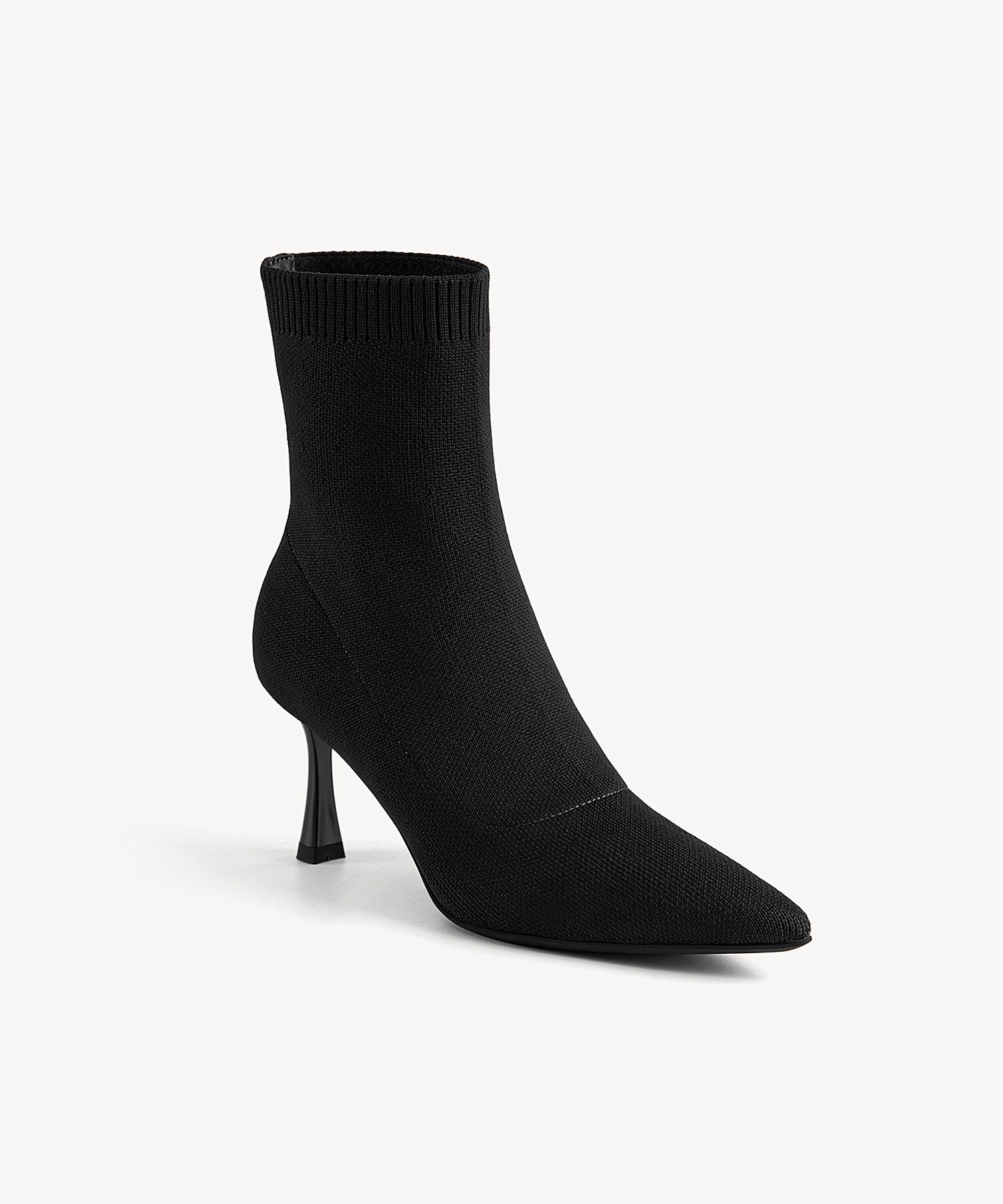 Minimalist Pointed Toe Sock Ankle Boots Black