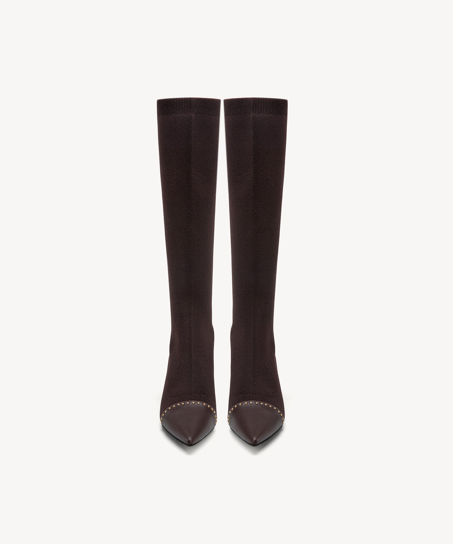 Glimmer Pointed Toe Sock High Boots Coffee