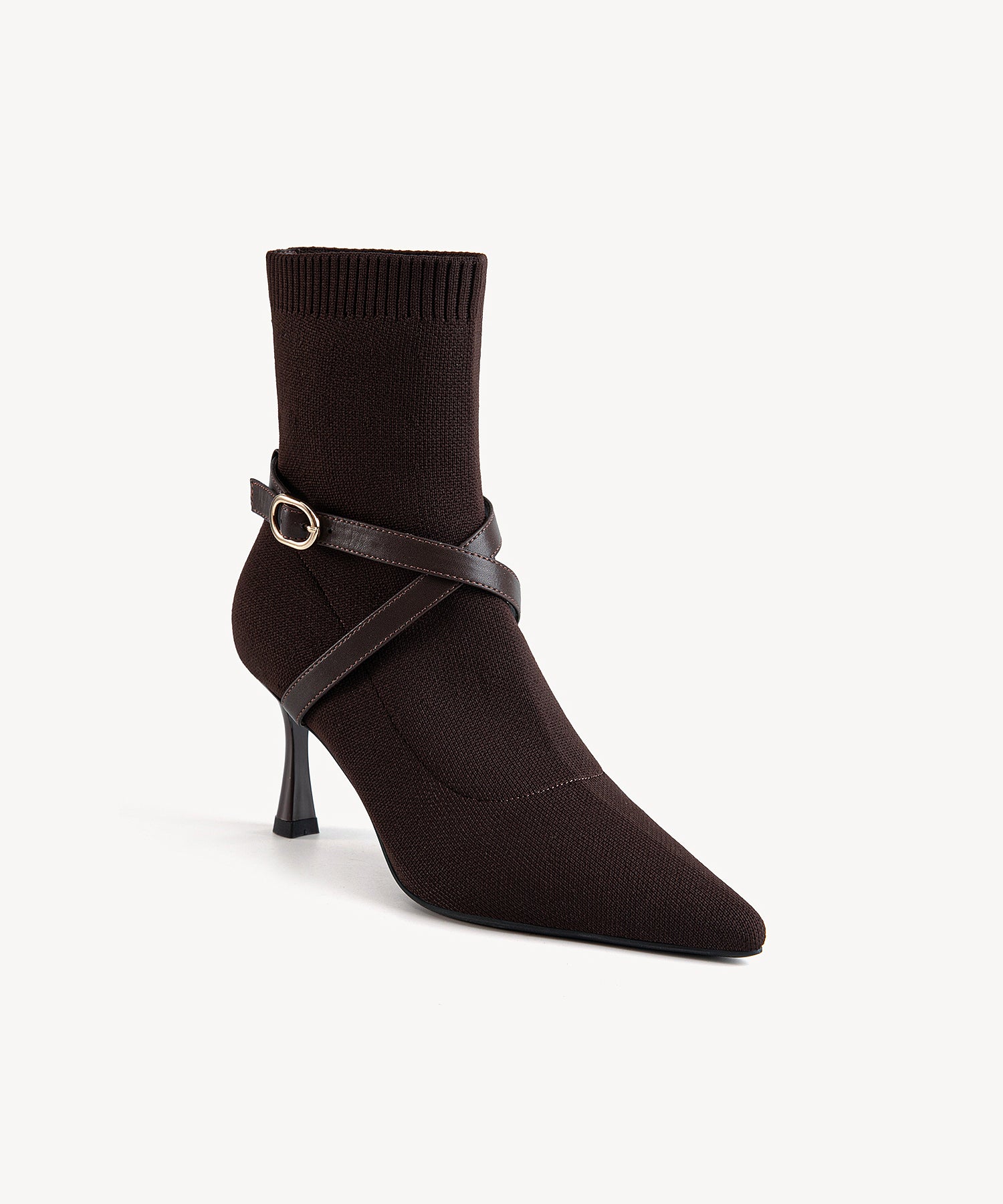 Strap Pointed Toe  Sock Ankle Boots