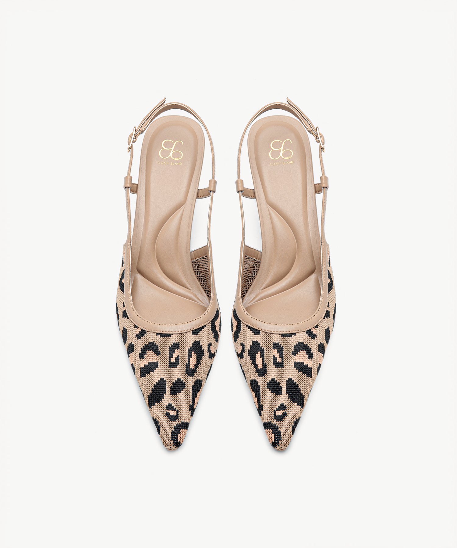 Minimalist Weave Pointed Toe Heeled Slingback#color_leopard