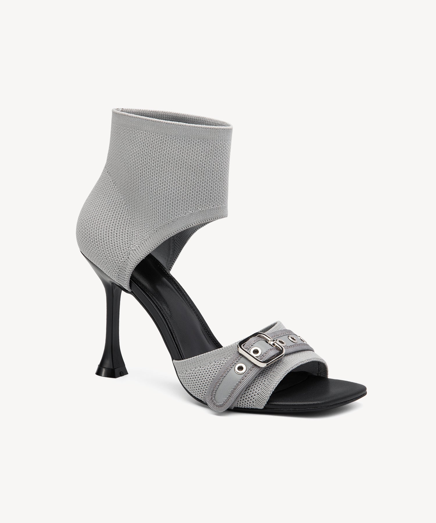 Cut Out Stiletto Heeled Sandals COSY ISLAND #color_grey