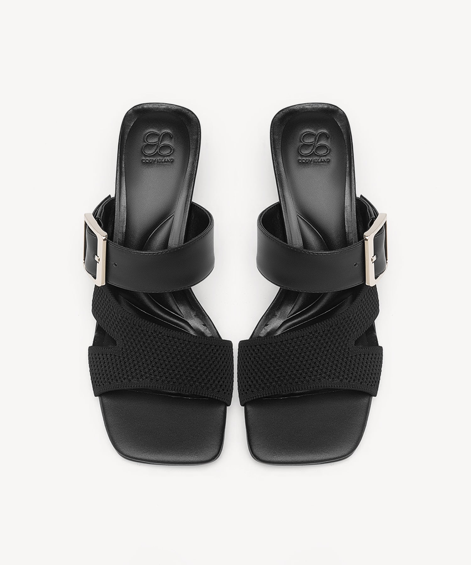 Buckle Cut Out Heeled Sandals COSY ISLAND #color_black