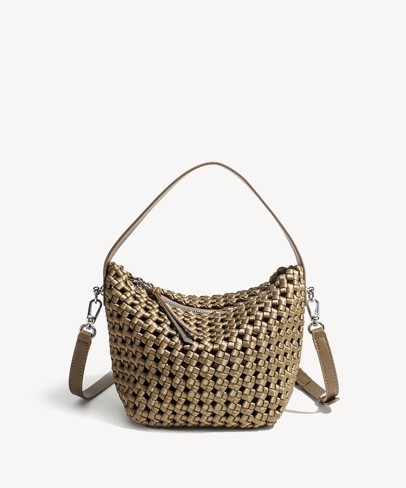 Trendy Daily Woven Small Handle Bag COSY ISLAND #color_champagne