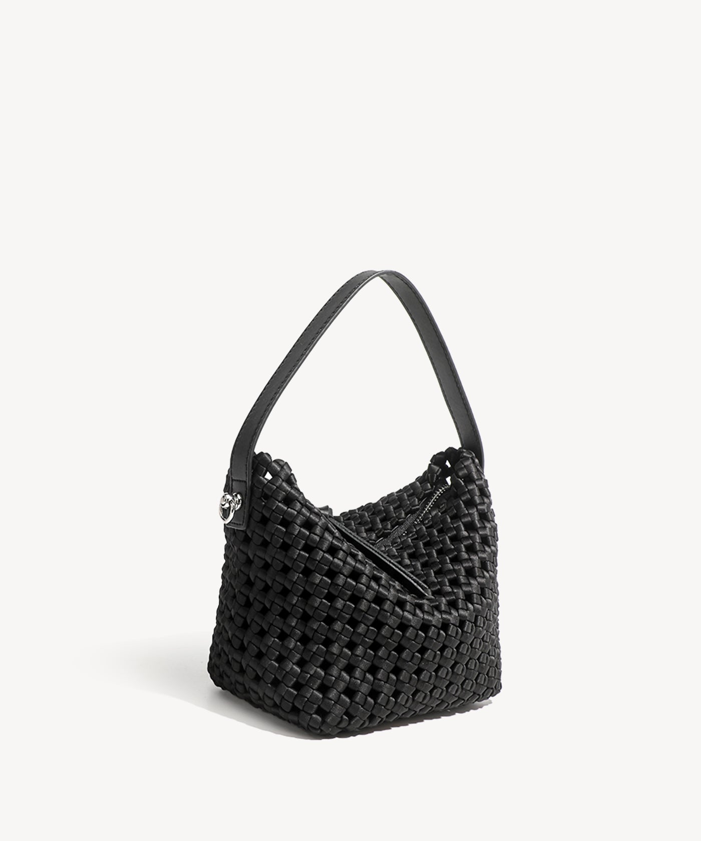 Trendy Daily Woven Small Handle Bag COSY ISLAND #color_black