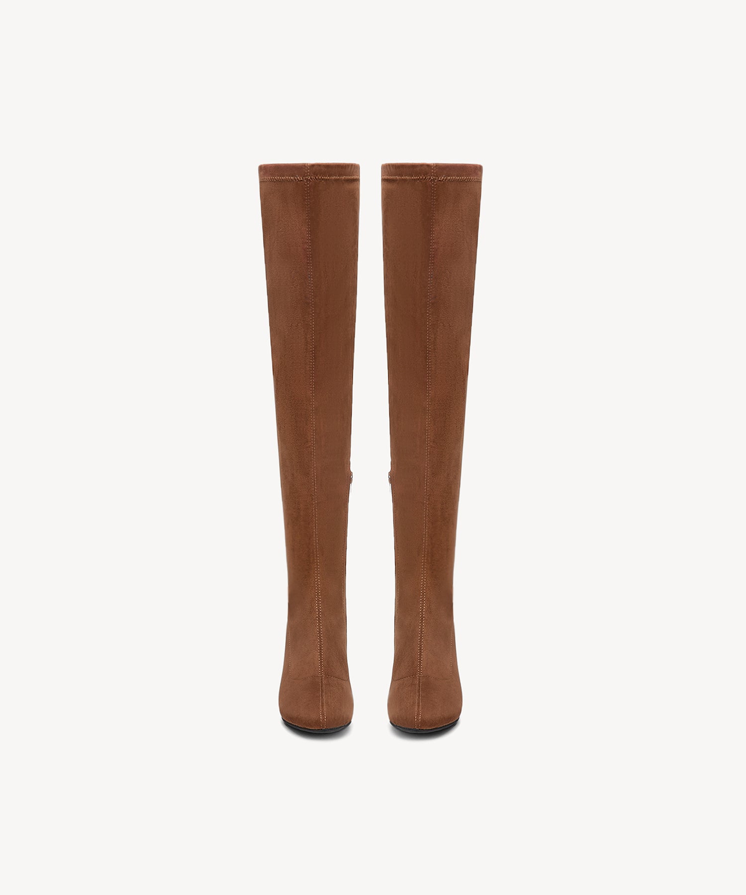 Minimalist Zipper Pointed Toe High Boots Brown