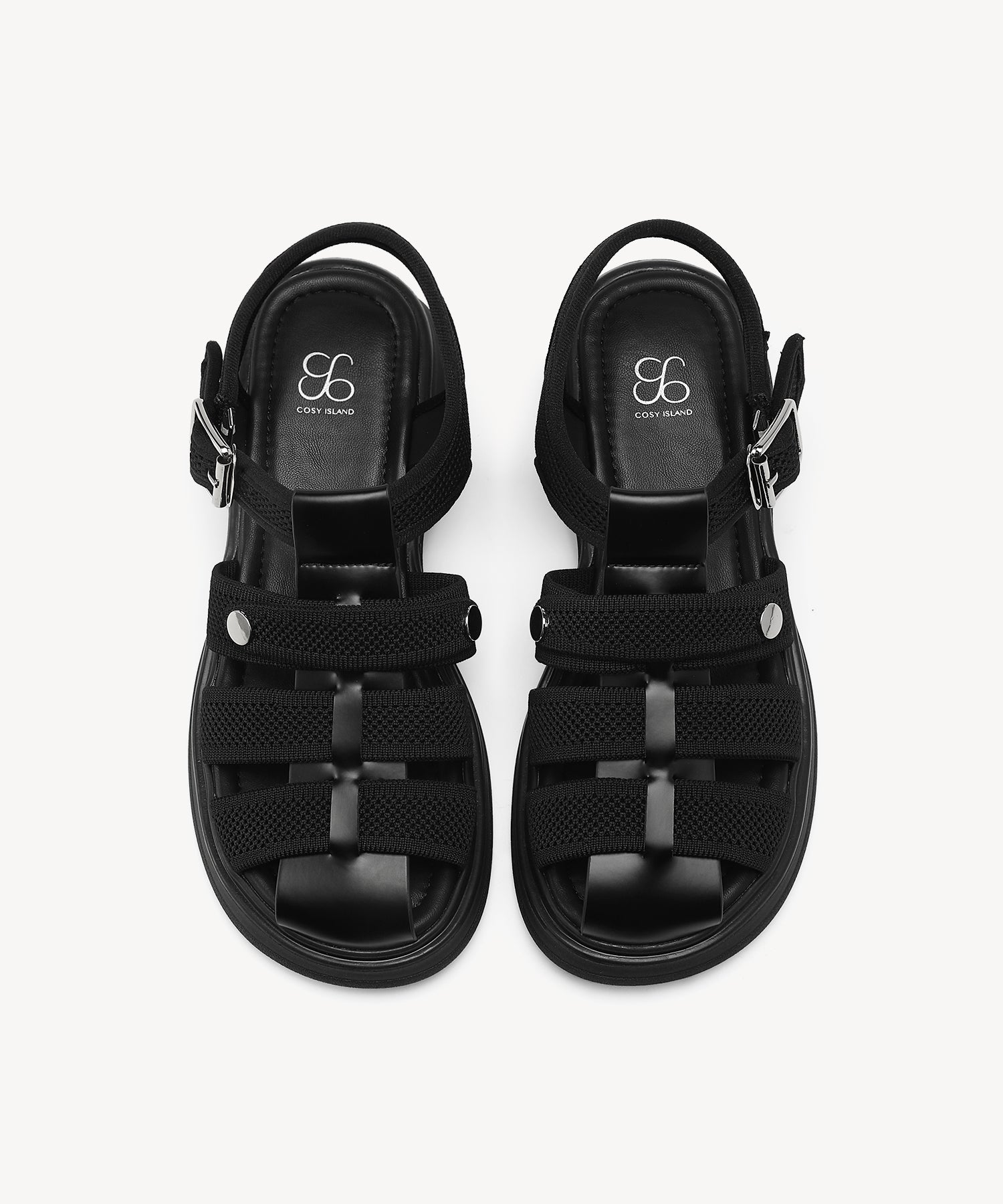 Round Toe Platform Fisherman Sandals COSY ISLAND #color_black