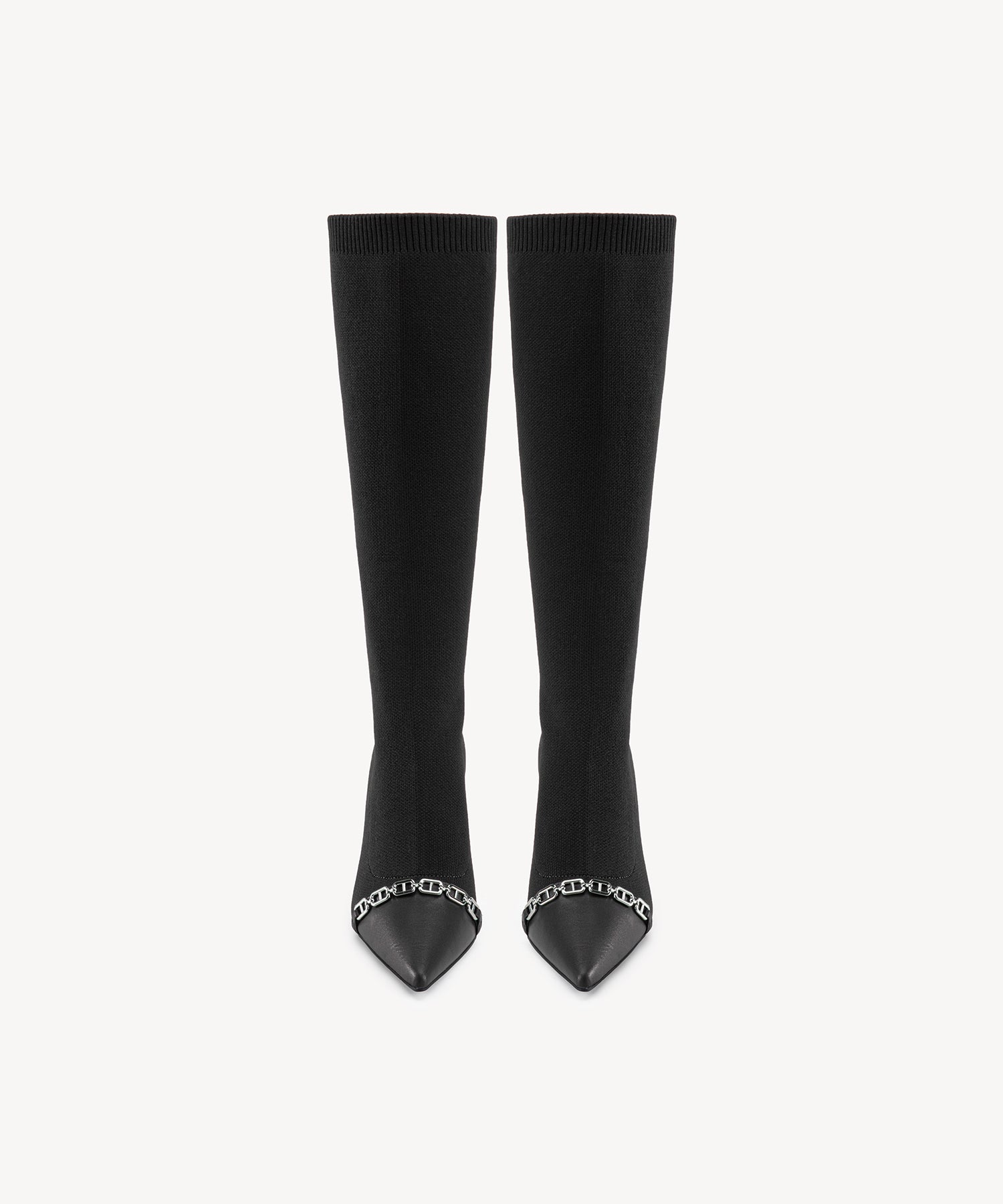 Trendy Pointed Toe Heeled High Boots Black