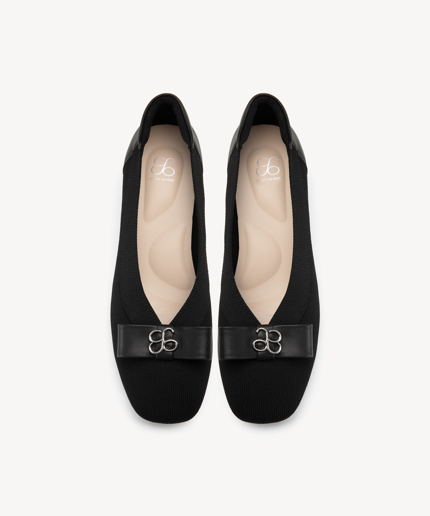 Bow Round Toe Heeled Pumps COSY ISLAND #color_black